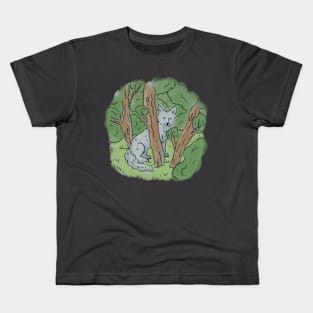 Wolf Peeking Through Trees Kids T-Shirt